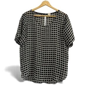 Wilfred Black and White Silk Checkered Blouse